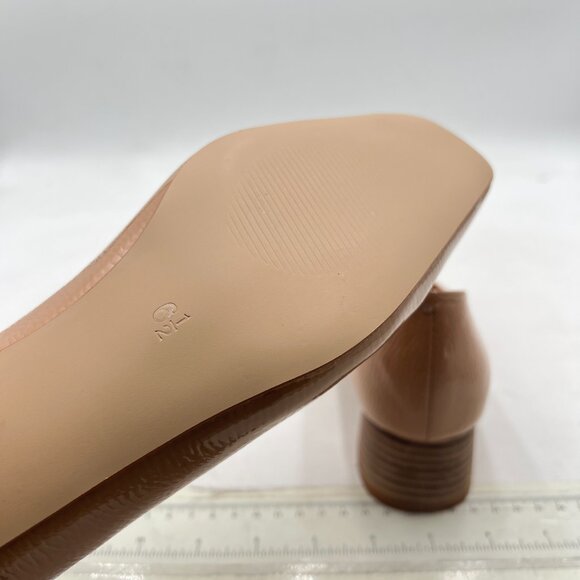 Maiyang Tan Closed Square Toe Pumps Chunky Low Heels Slip on Daily Office Shoes - Picture 5 of 7